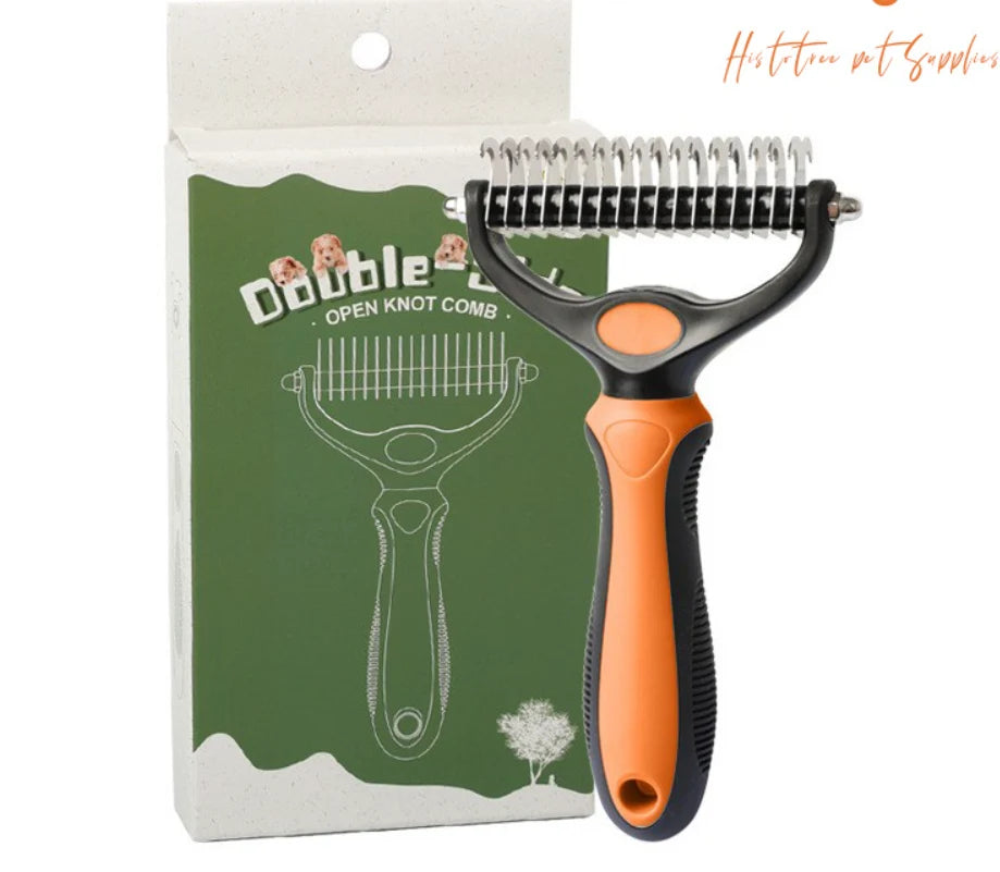 Pet Brush Double-Sided Deshedding & Detangling Stainless Steel Teeth