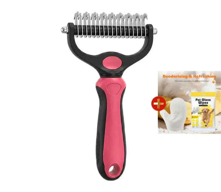 Pet Brush Double-Sided Deshedding & Detangling Stainless Steel Teeth