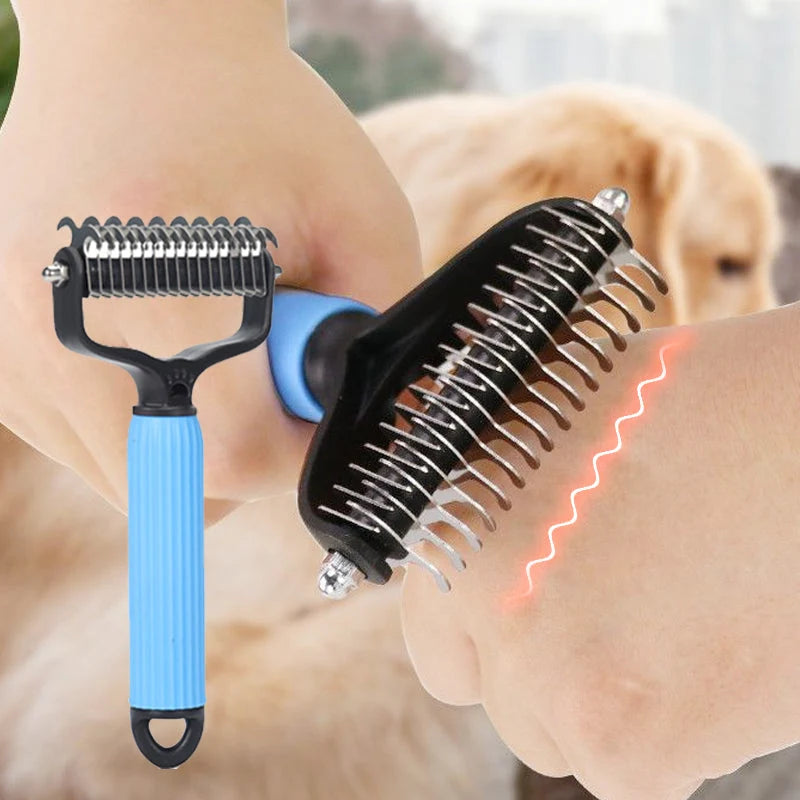 Pet Brush Double-Sided Safety Blades Gentle Detangling