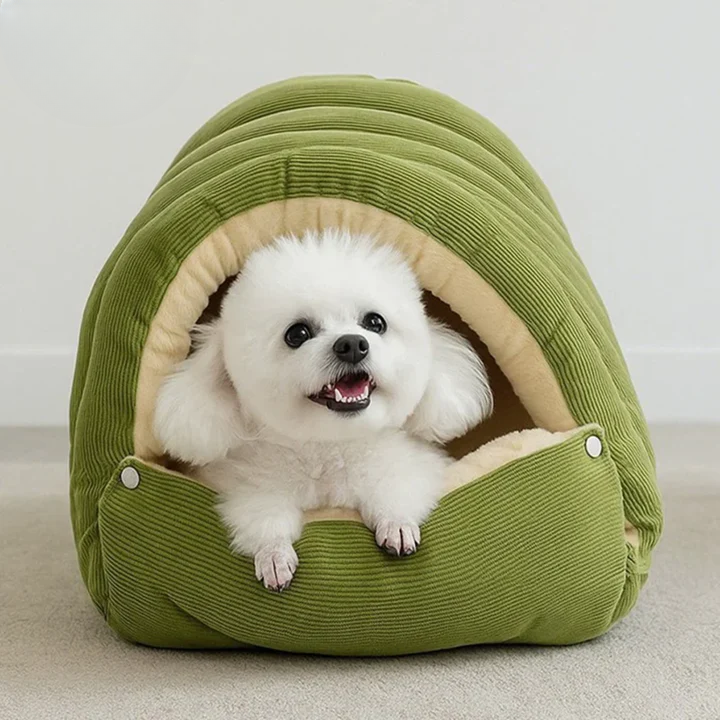 Pet Cave Bed Corduroy Plush Magnetic Closure