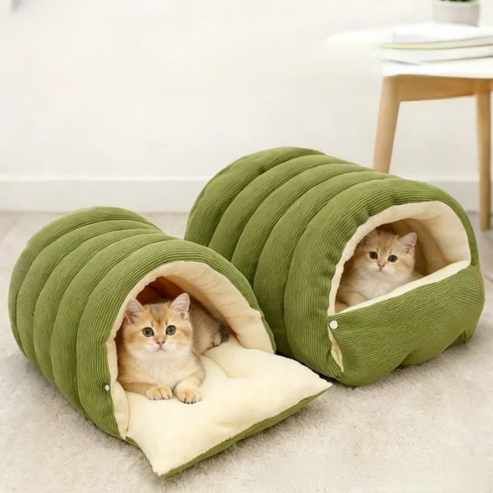 Pet Cave Bed Corduroy Plush Magnetic Closure