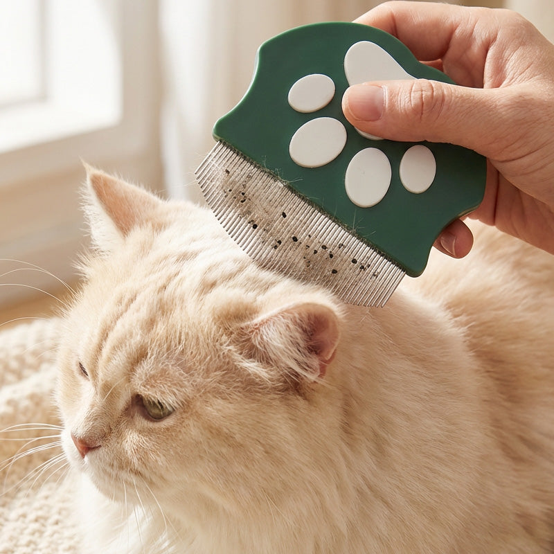 Pet Comb Ultra-Fine Metal Teeth Ergonomic Paw Handle