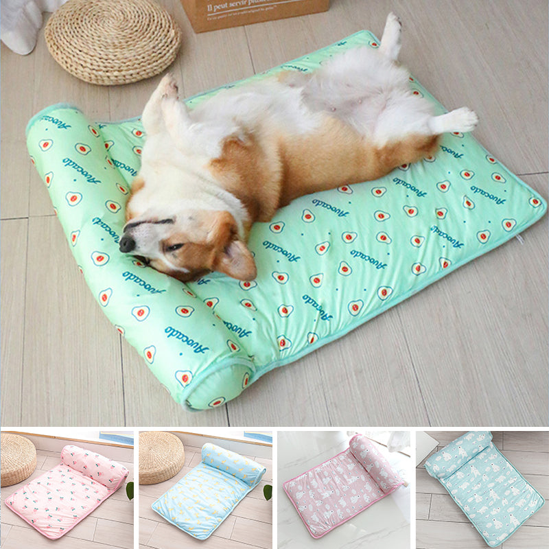 Pet Cooling Mat Ice Silk Self-Cooling With Pillow