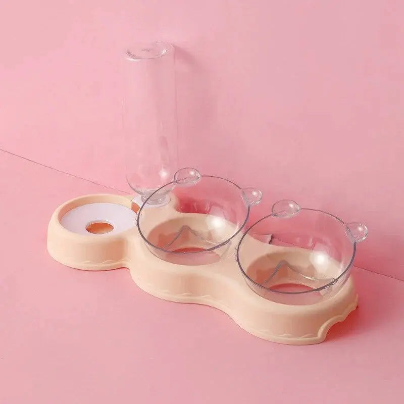 Pet Feeder Automatic Water Dispenser Dry & Wet Bowls