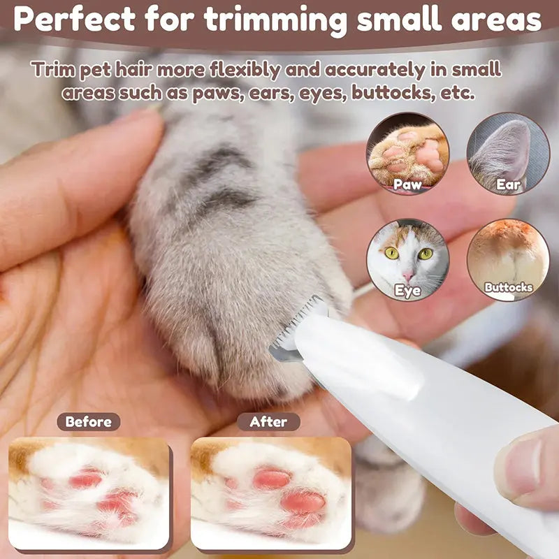 Pet Hair Clipper Cordless 120-Min Runtime LED Light & Whisper-Quiet