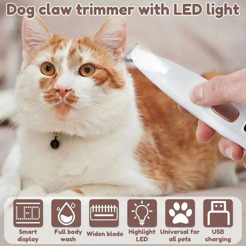Pet Hair Clipper Cordless 120-Min Runtime LED Light & Whisper-Quiet