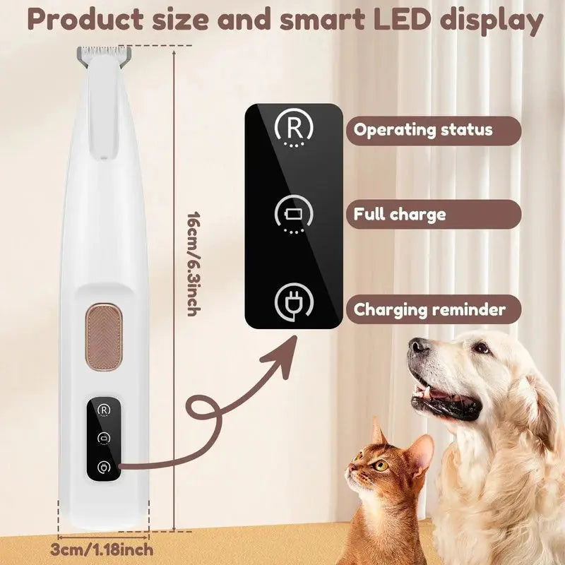 Pet Hair Clipper Cordless 120-Min Runtime LED Light & Whisper-Quiet