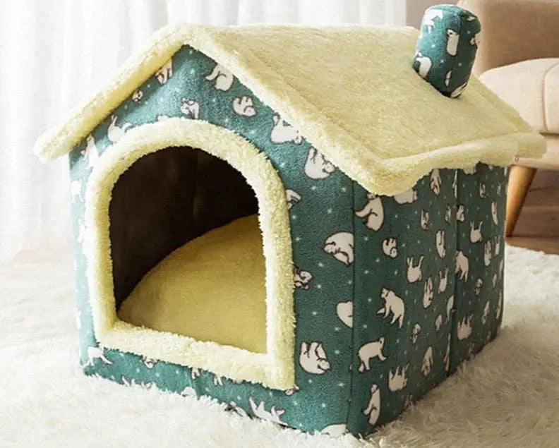 Pet House Plush Enclosed Machine-Washable Cover Non-Slip Bottom
