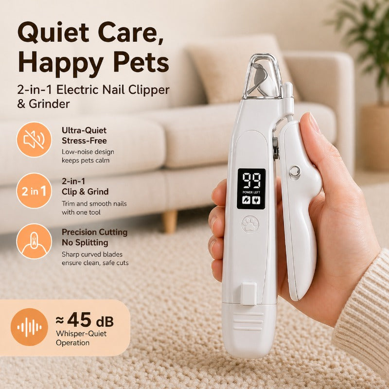 Pet Nail Trimmer 2-In-1 Cut & Grind Whisper-Quiet