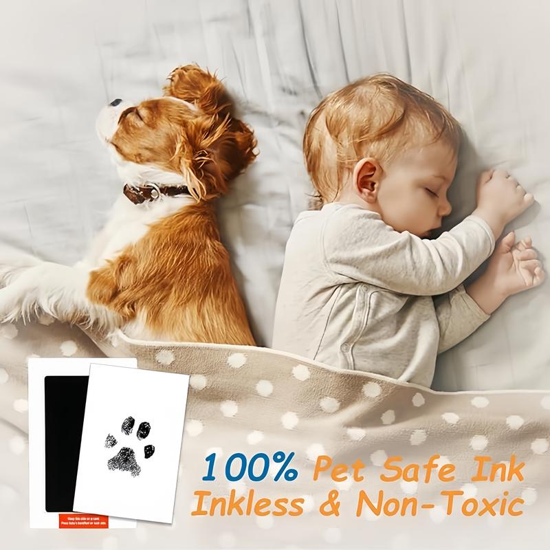 Pet Paw Print Kit Mess-Free Clean-Touch Pad Wood Frame