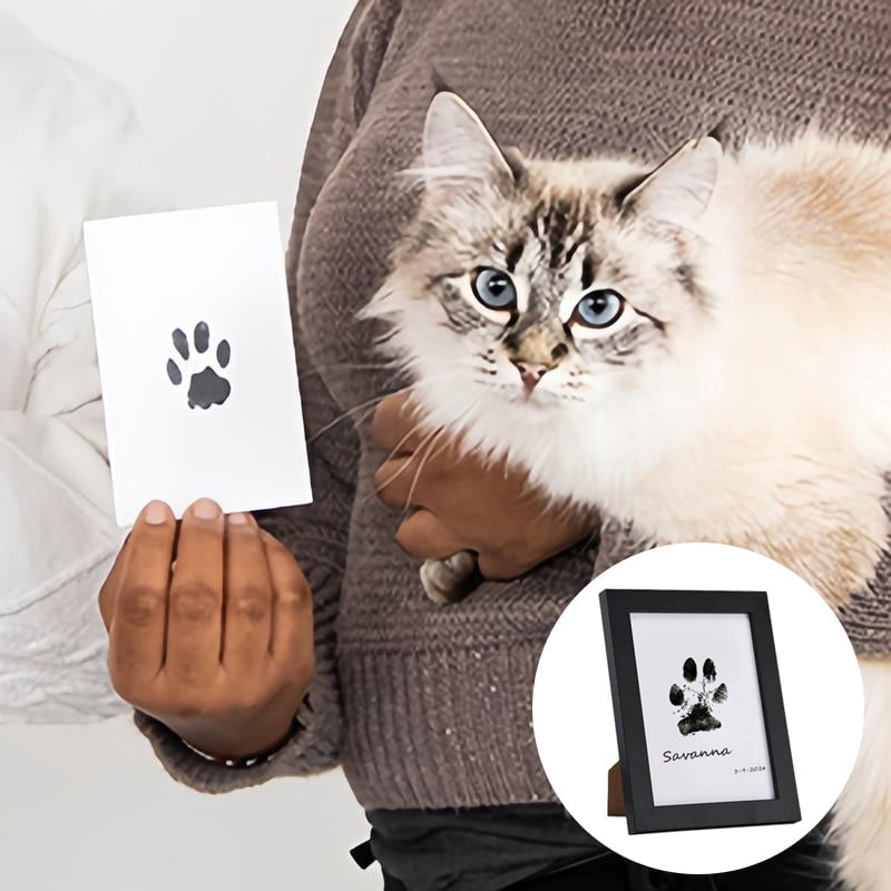Pet Paw Print Kit Mess-Free Clean-Touch Pad Wood Frame