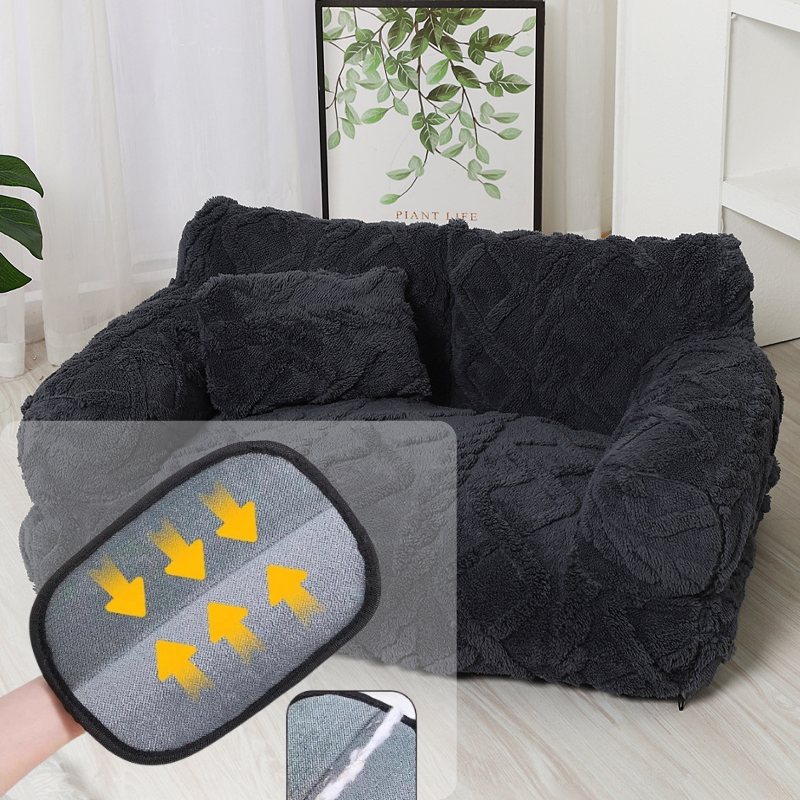 Pet Sofa Bed Quilted Plush Velvet Raised Edge