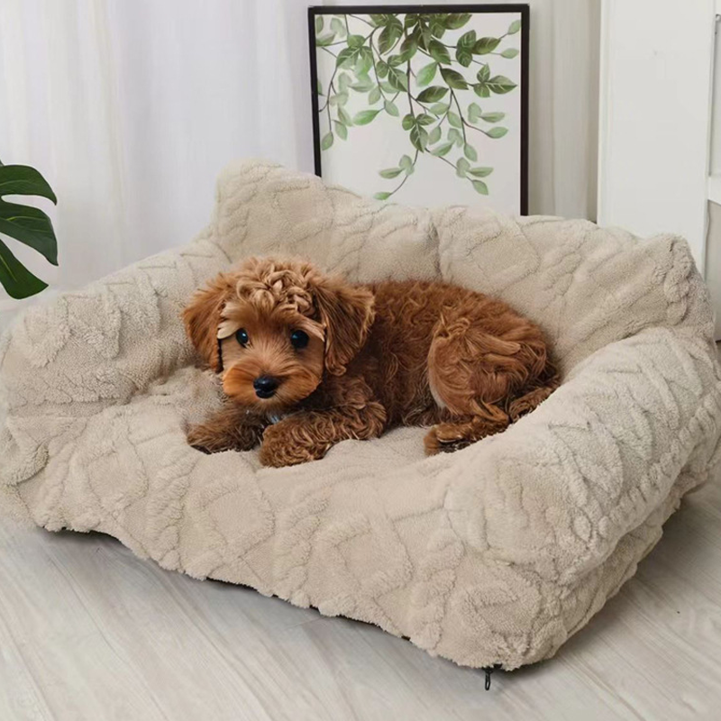 Pet Sofa Bed Quilted Plush Velvet Raised Edge