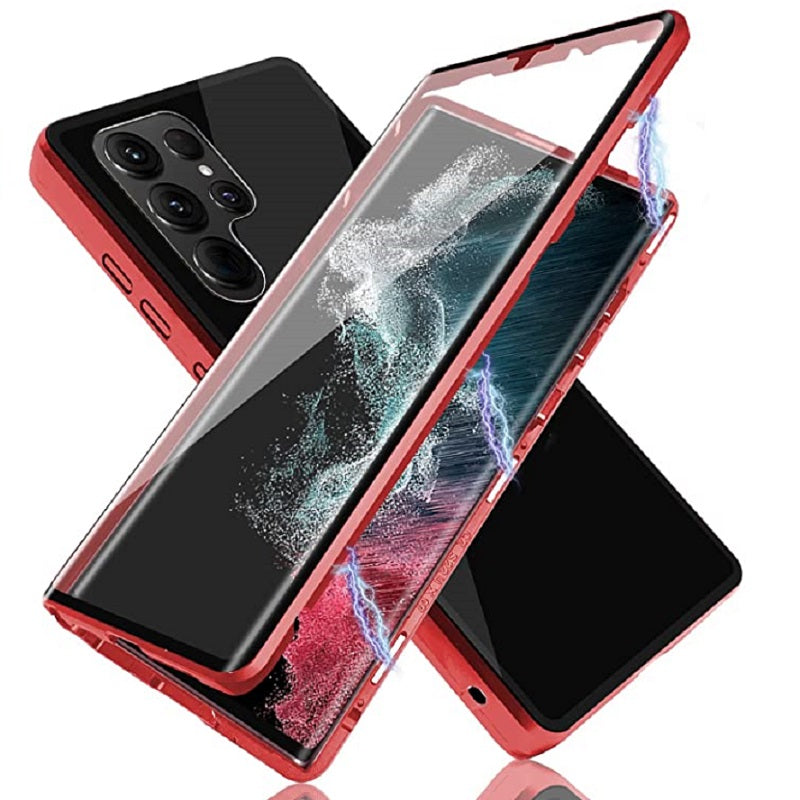 Phone Case Magnetic Metal Frame & Tempered Glass