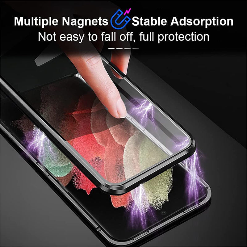 Phone Case Magnetic Metal Frame & Tempered Glass