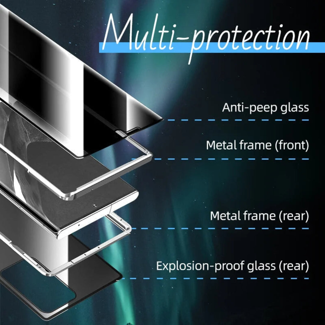 Phone Case Tempered Glass Magnetic Aluminum Frame Privacy Filter
