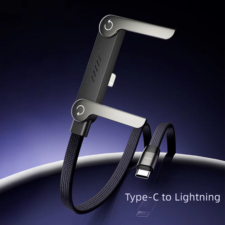 Phone Charging Cable Angled Plug Integrated Stand Braided Nylon