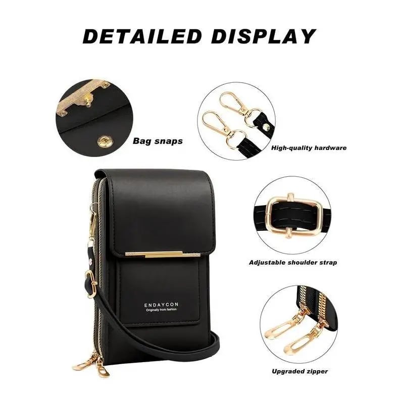 Phone Crossbody Bag Touchscreen Window Waterproof Faux Leather