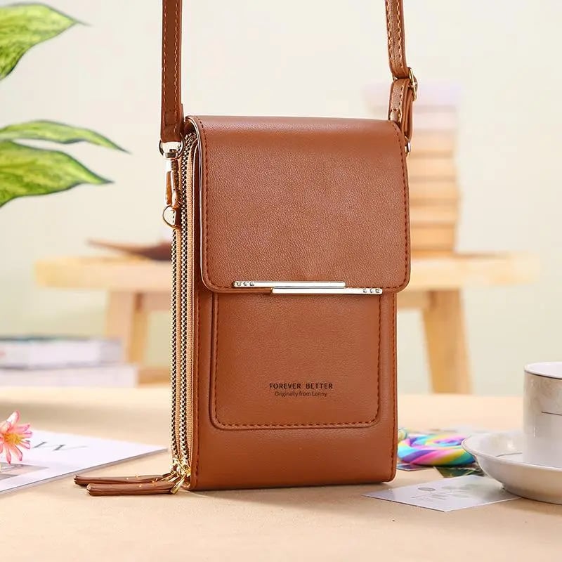 Phone Crossbody Bag Touchscreen Window Waterproof Faux Leather