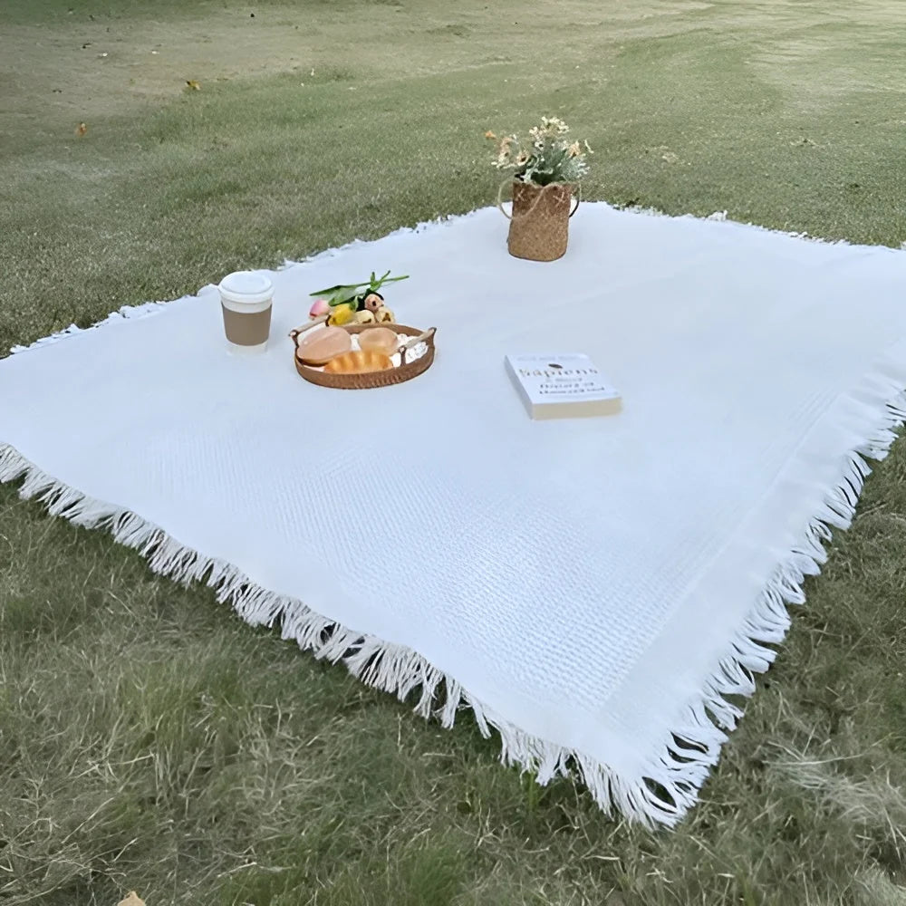 Picnic Blanket Large Waterproof Backing Fringed Boho
