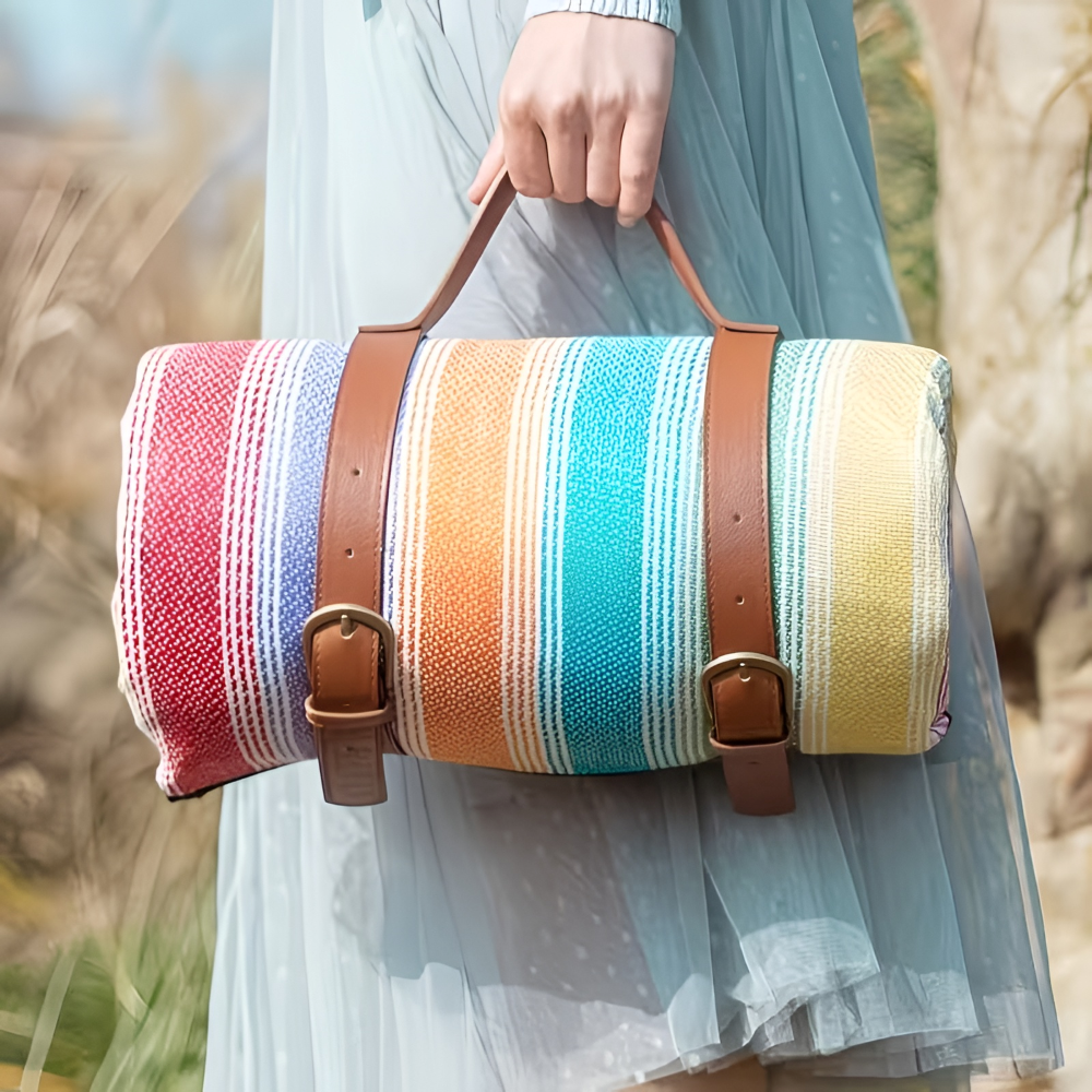 Picnic Blanket Waterproof PEVA Foldable With Carry Strap