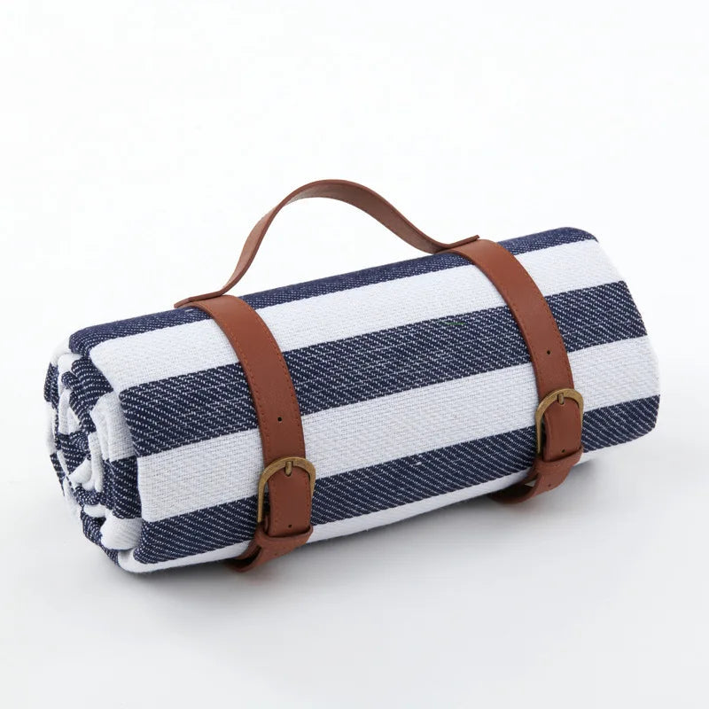 Picnic Blanket Waterproof & Padded Foldable Leather Carry Strap