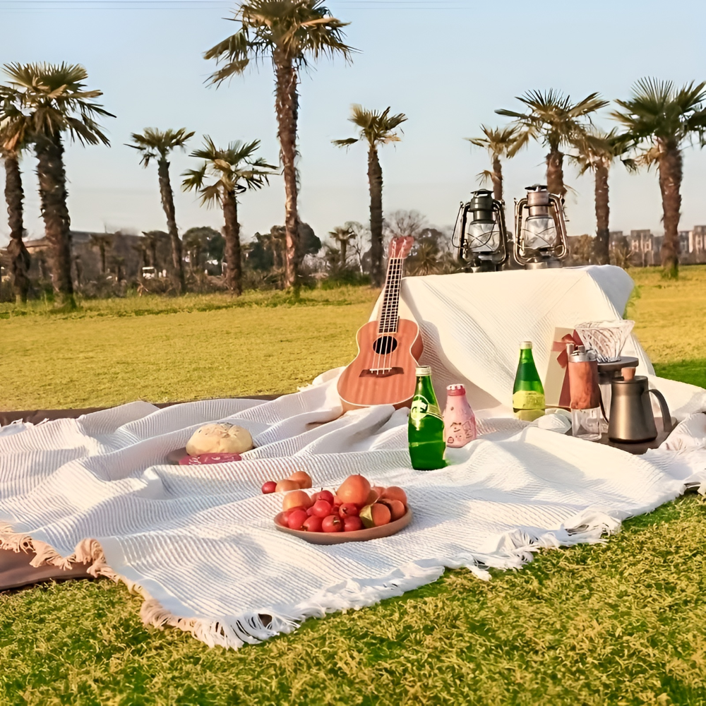 Picnic Blanket Waterproof Underside Compact Foldable