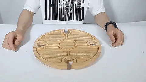 Picnic Table Foldable Solid Wood Wine Glass Slots