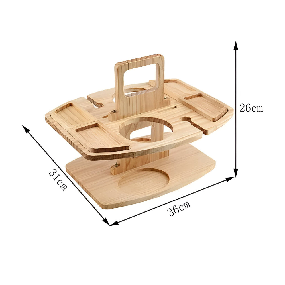 Picnic Table Foldable Wooden Wine & Bottle Holders