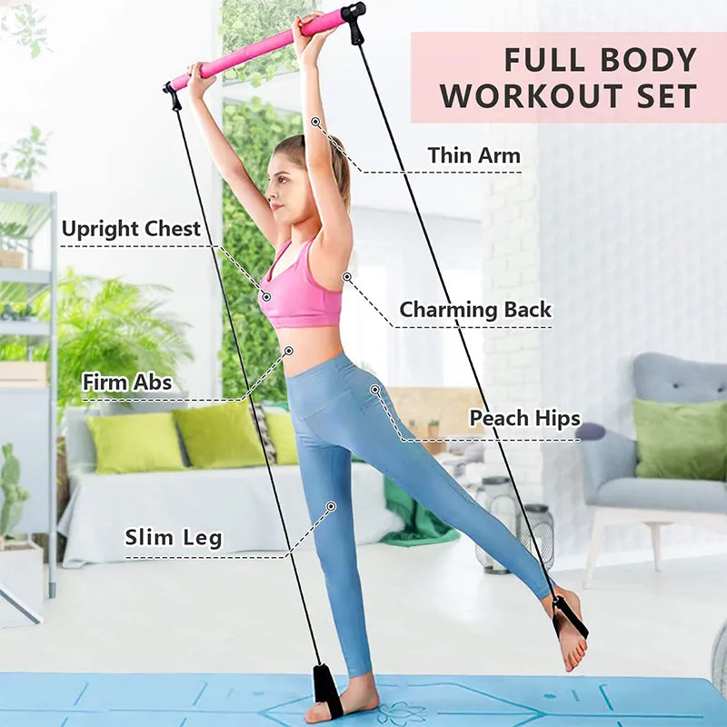 Pilates Bar Adjustable Resistance Bands & Foot Loops