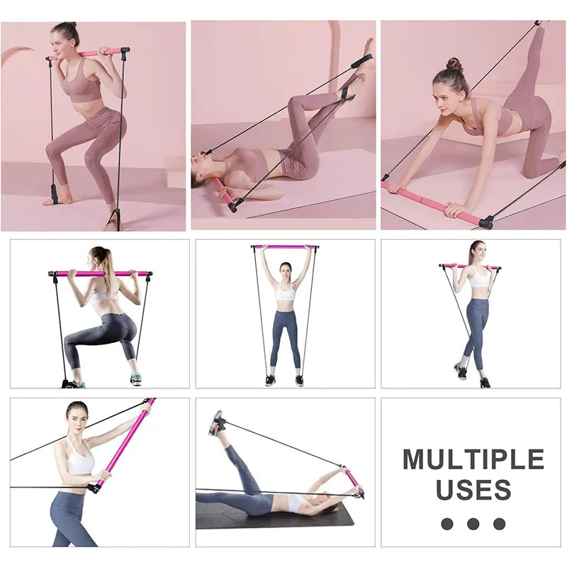 Pilates Bar Adjustable Resistance Bands & Foot Loops