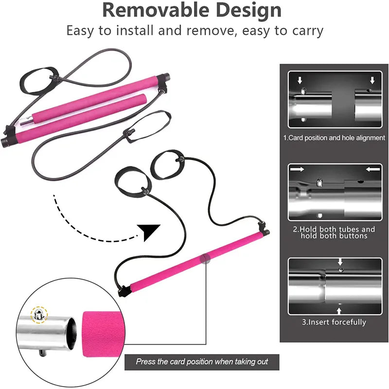 Pilates Bar Adjustable Resistance Bands & Foot Loops