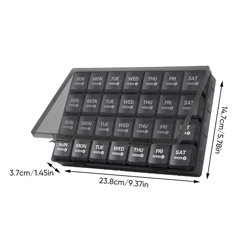 Pill Organizer 28 Compartments Moisture-Resistant Lids
