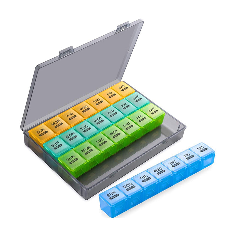 Pill Organizer 28 Compartments Moisture-Resistant Lids