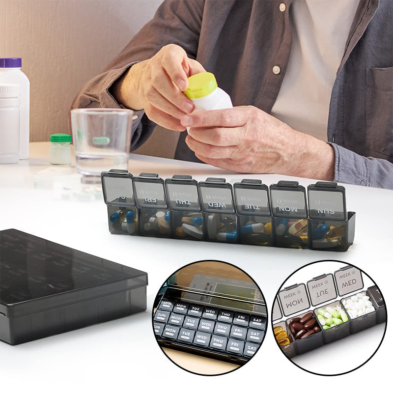 Pill Organizer 28 Compartments Moisture-Resistant Lids