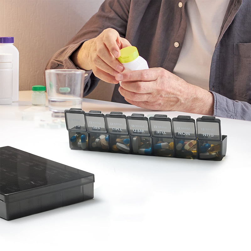 Pill Organizer 28 Compartments Moisture-Resistant Lids