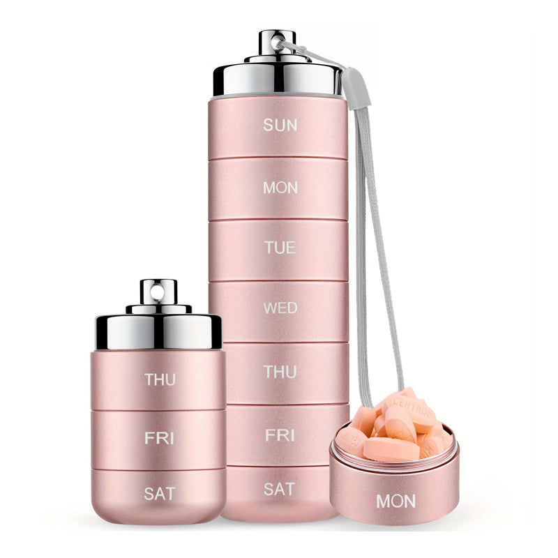 Pill Organizer 7-Day Aluminum Waterproof Twist Lock