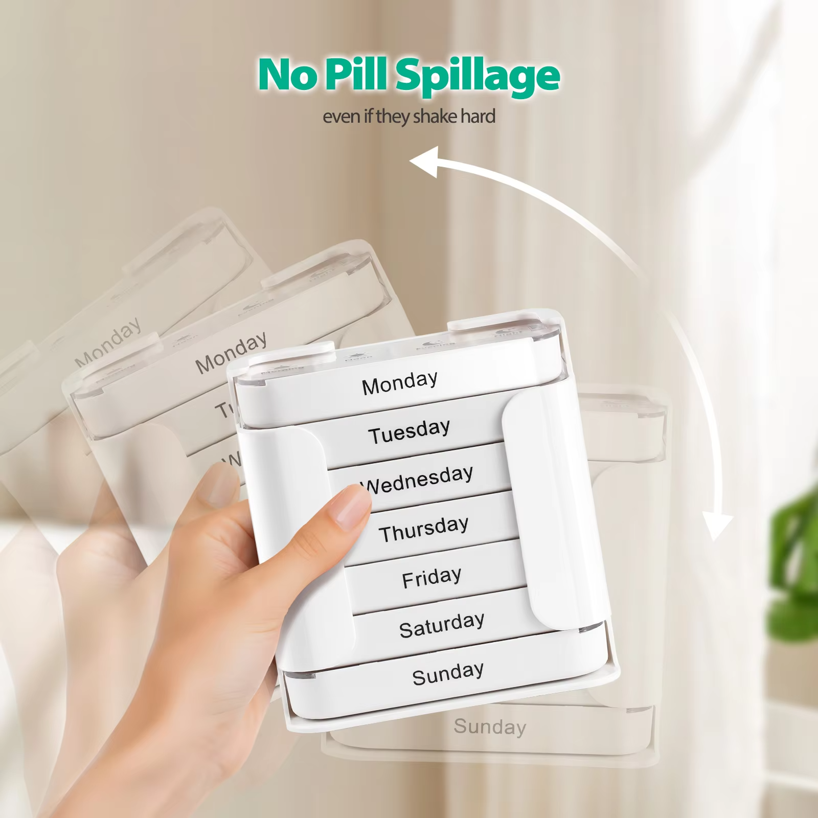 Pill Organizer 7-Day Color-Coded Day Labels