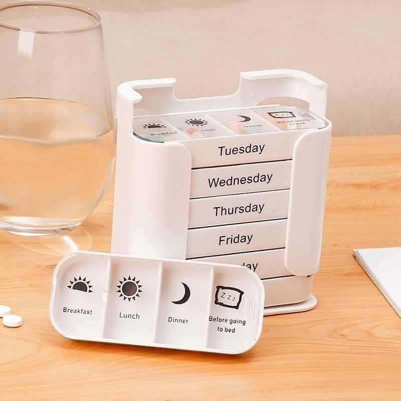 Pill Organizer 7-Day Color-Coded Day Labels