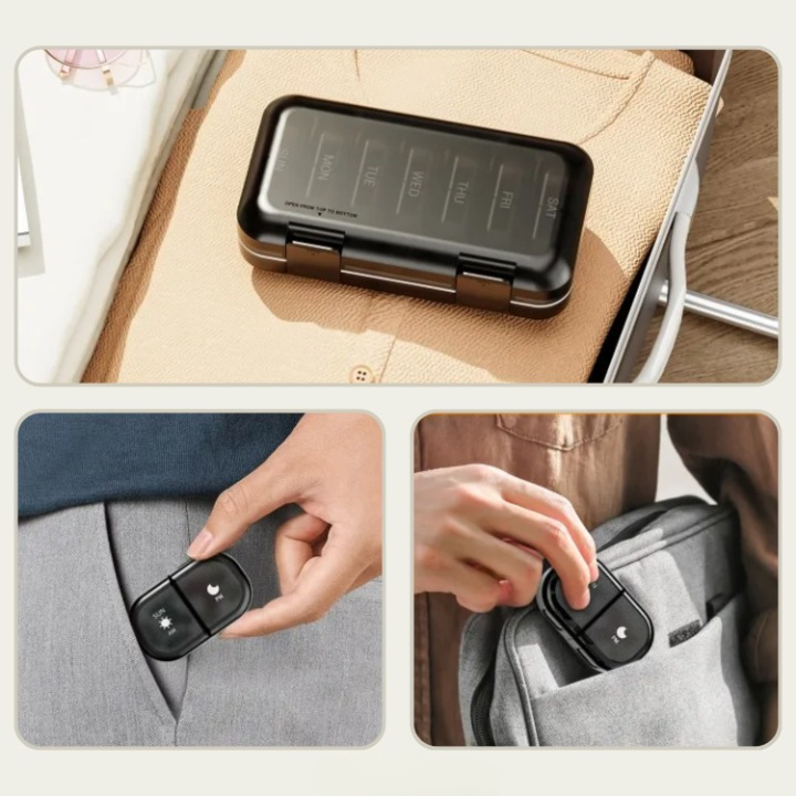Pill Organizer Full-Open Lid AM/PM Compartments BPA-Free