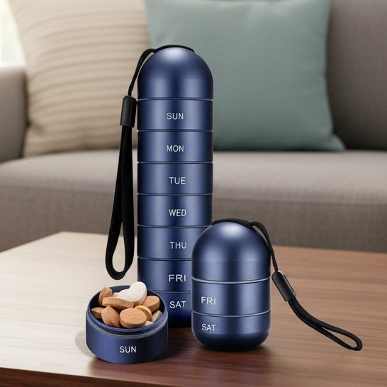 Pill Organizer Waterproof Aluminum 7 Compartments