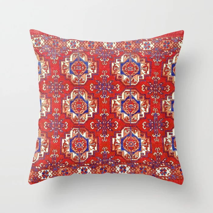 Pillow Cover Oriental Print Plush Hidden Zipper