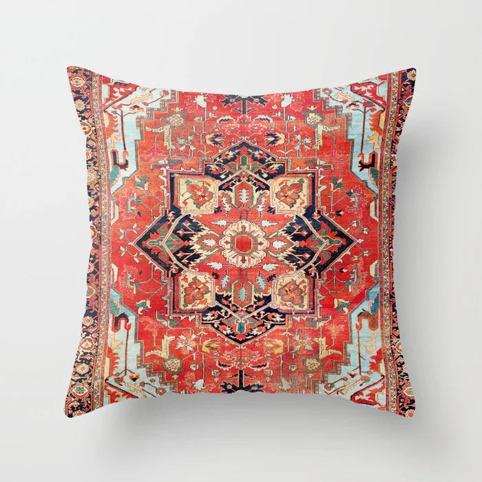 Pillow Cover Oriental Print Plush Hidden Zipper