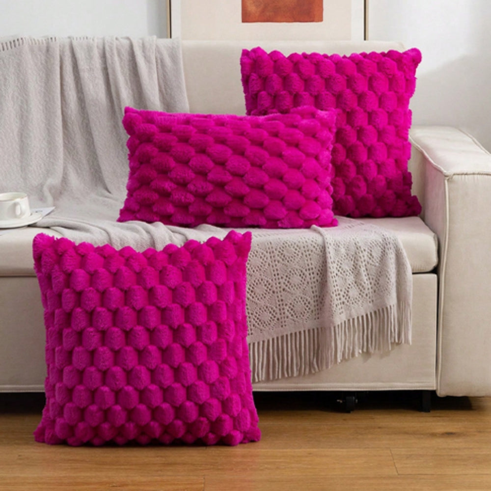 Pillow Cover Plush Velvet 3D Embossed Invisible Zipper
