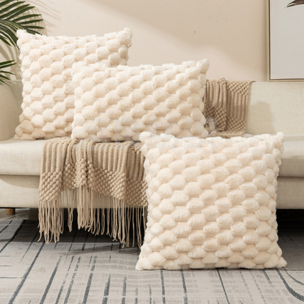 Pillow Cover Plush Velvet 3D Embossed Invisible Zipper