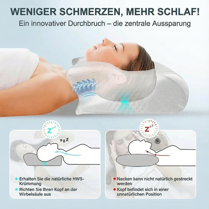 Pillow Memory Foam Contoured Neck Support Removable Cover