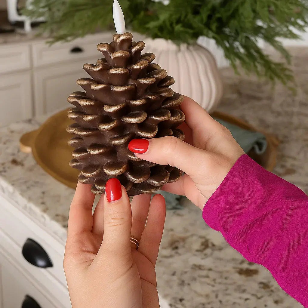 Pinecone Candle Flameless Flickering LED 800 Hours