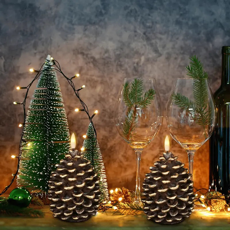 Pinecone Candle Flameless Flickering LED 800 Hours