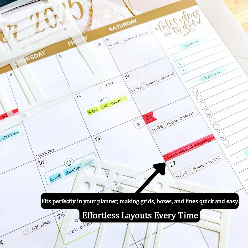 Planner Stencil Set Clear Mylar Set of 3