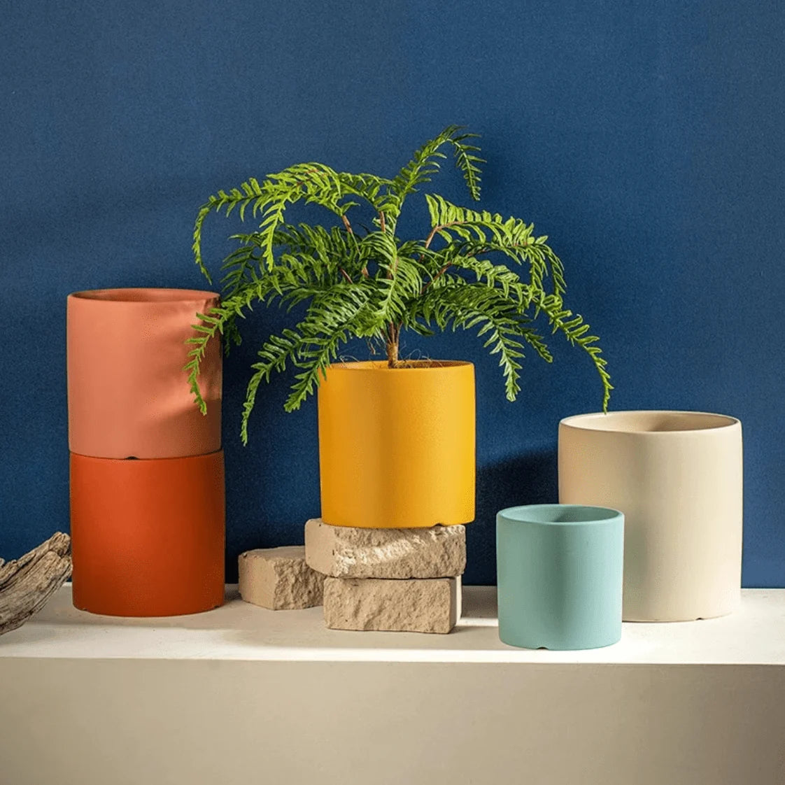 Plant Pot Matte Glazed Ceramic Matching Saucer & Drainage